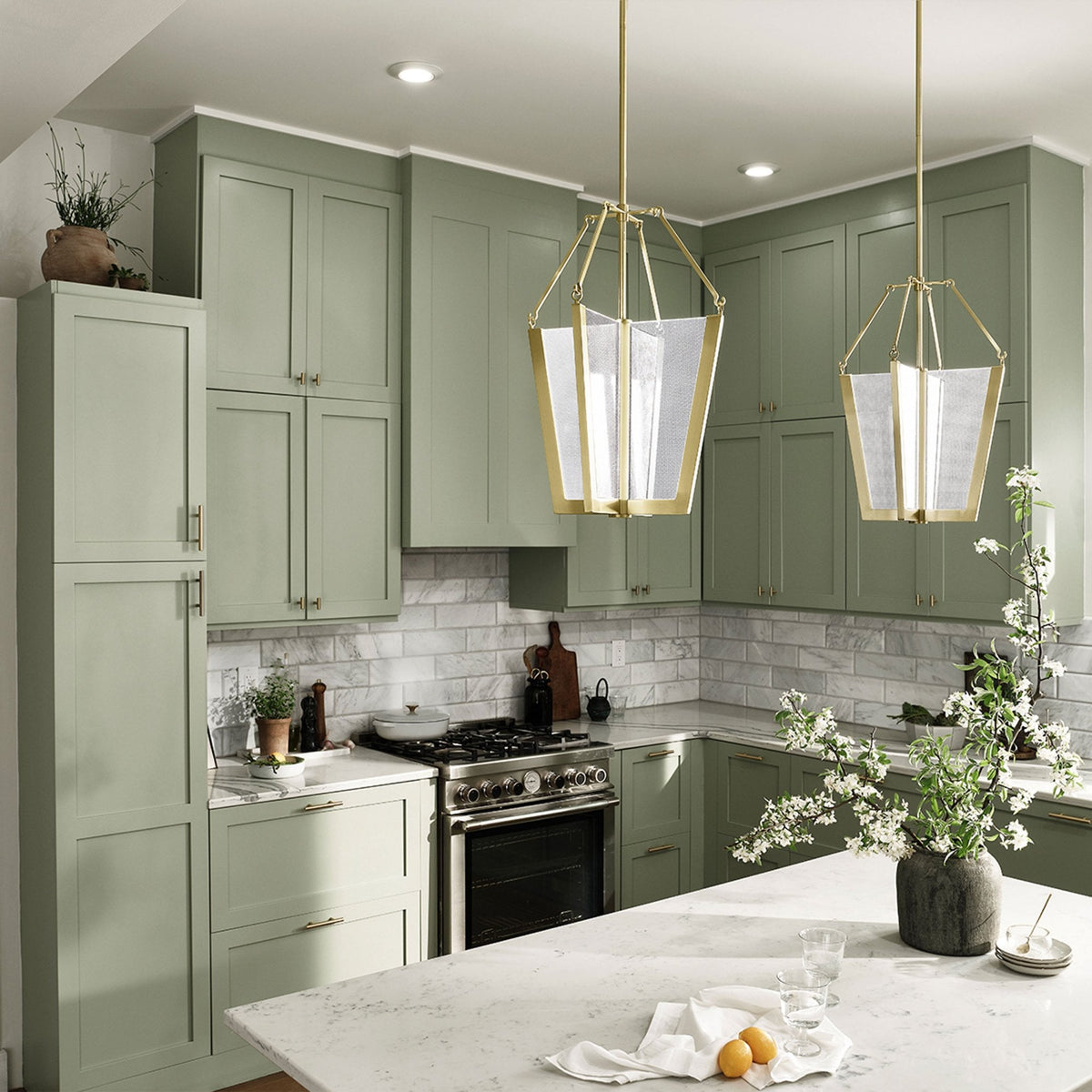 Calters LED Medium Pendant in Champagne Gold