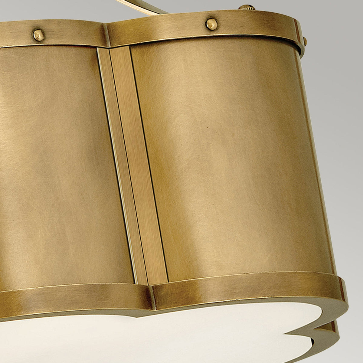 Chance Semi Flush Ceiling Light in Heritage Brass with Etched Opal Glass Diffuser
