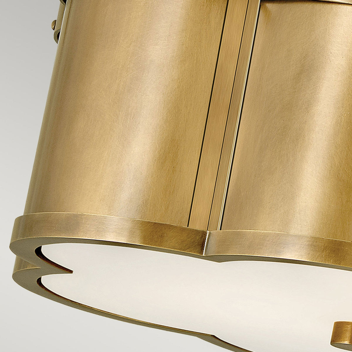 Chance Semi Flush Ceiling Light in Heritage Brass with Etched Opal Glass Diffuser