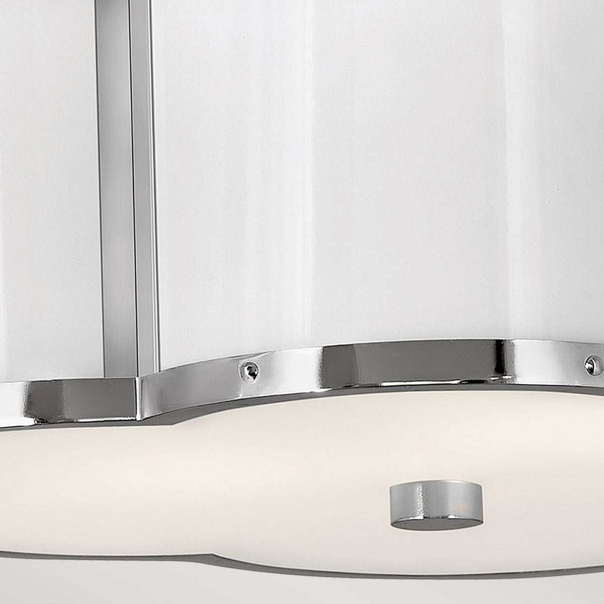 Chance Semi Flush Ceiling Light in Polished Nickel with Polished White & Opal Glass Diffuser