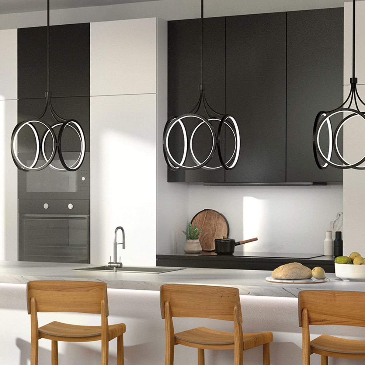 Ciri LED Dimmable Cage Pendant in Matte Black