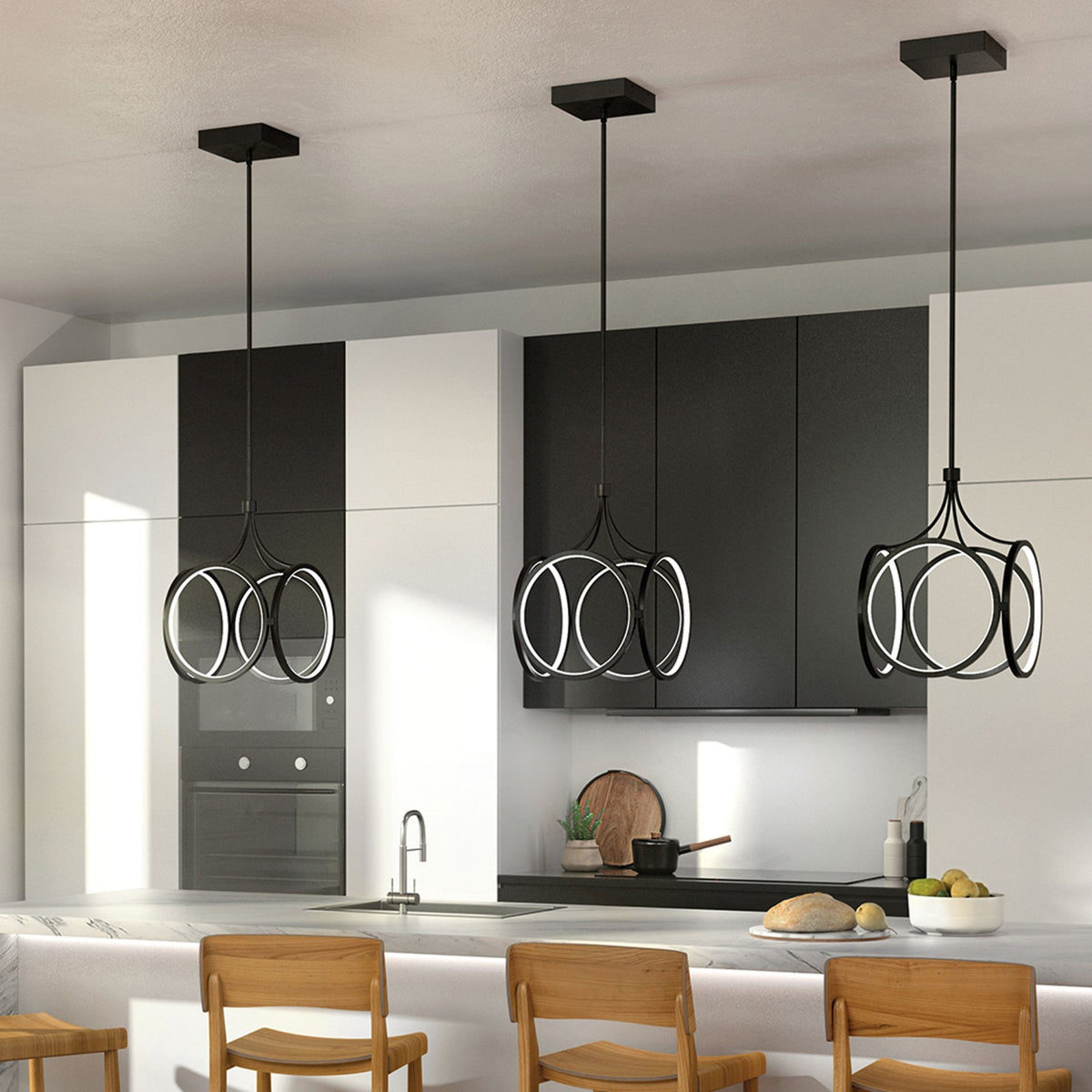 Ciri LED Dimmable Cage Pendant in Matte Black