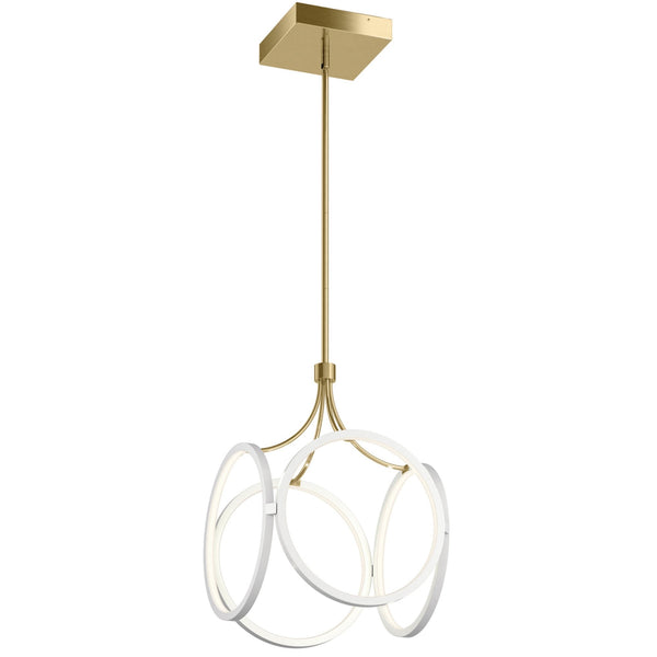 Ciri LED Dimmable Cage Pendant in White with Champagne Gold
