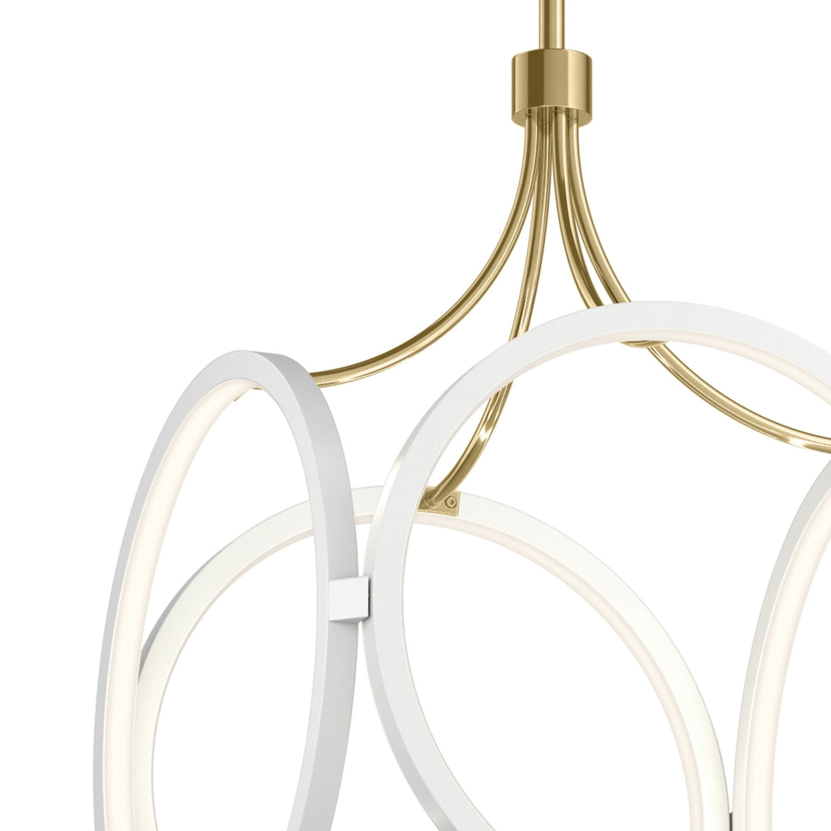 Ciri LED Dimmable Cage Pendant in White with Champagne Gold