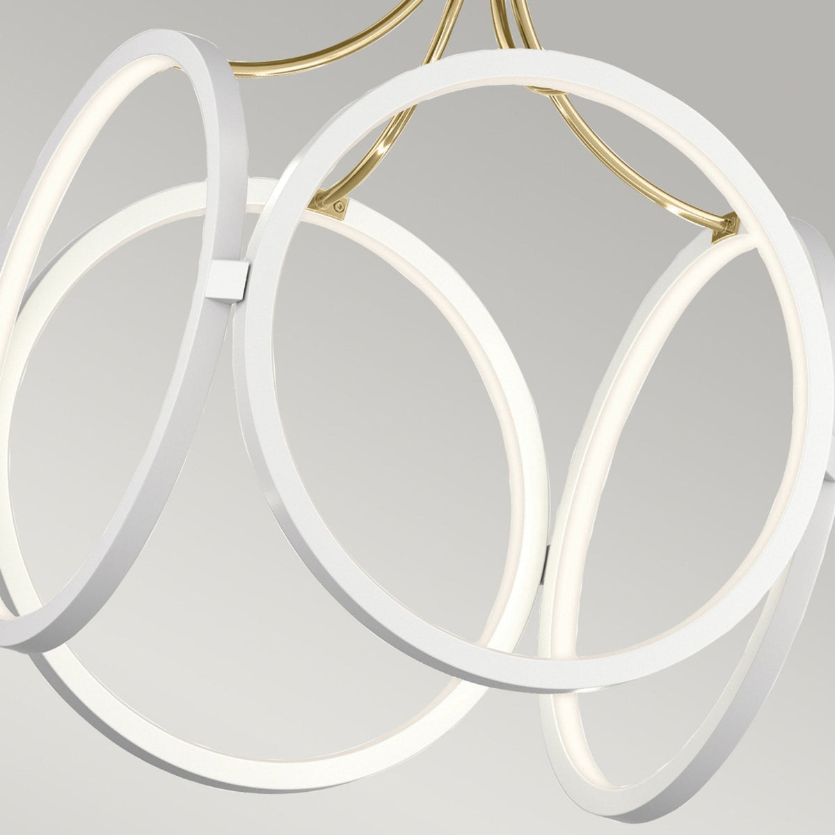 Ciri LED Dimmable Cage Pendant in White with Champagne Gold