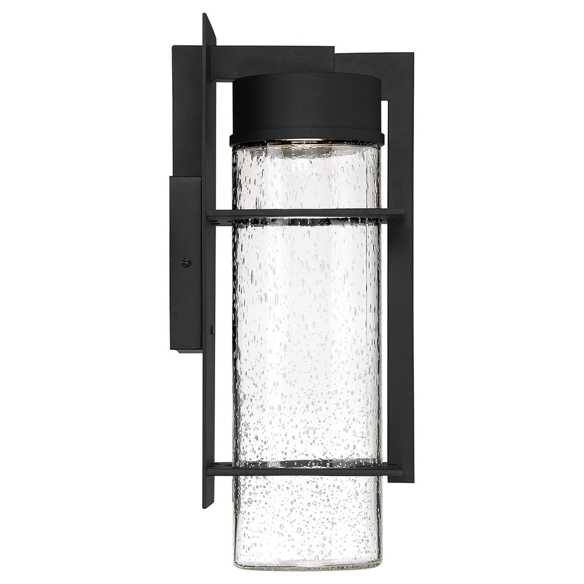 Eames Large IP44 LED Exterior Wall Light Earth Black with Clear Seedy Glass