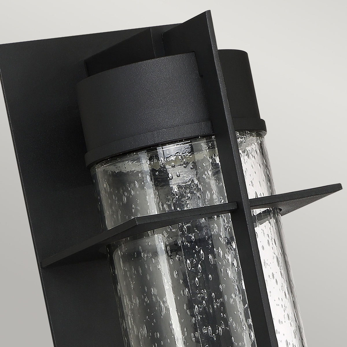 Eames Large IP44 LED Exterior Wall Light Earth Black with Clear Seedy Glass