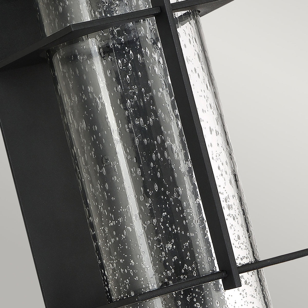 Eames Large IP44 LED Exterior Wall Light Earth Black with Clear Seedy Glass