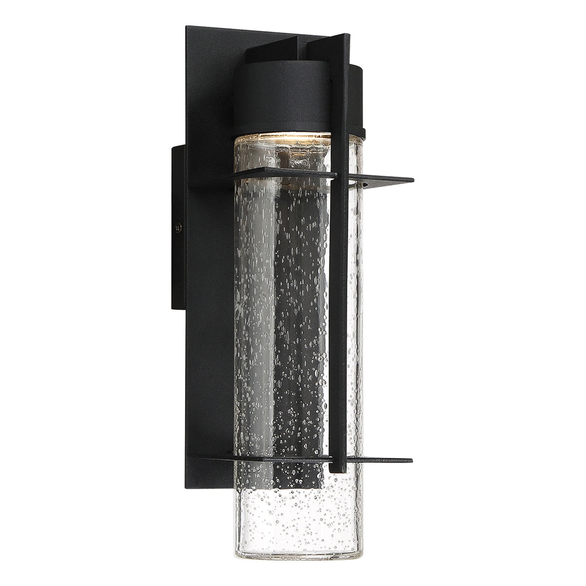 Eames Medium IP44 LED Exterior Wall Light Earth Black with Clear Seedy Glass