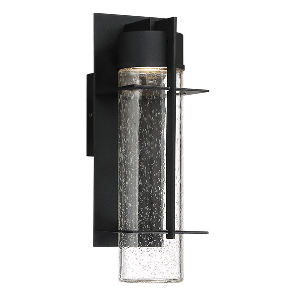 Eames Medium IP44 LED Exterior Wall Light Earth Black with Clear Seedy Glass