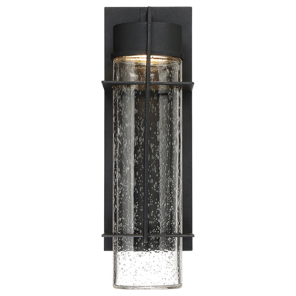 Eames Medium IP44 LED Exterior Wall Light Earth Black with Clear Seedy Glass