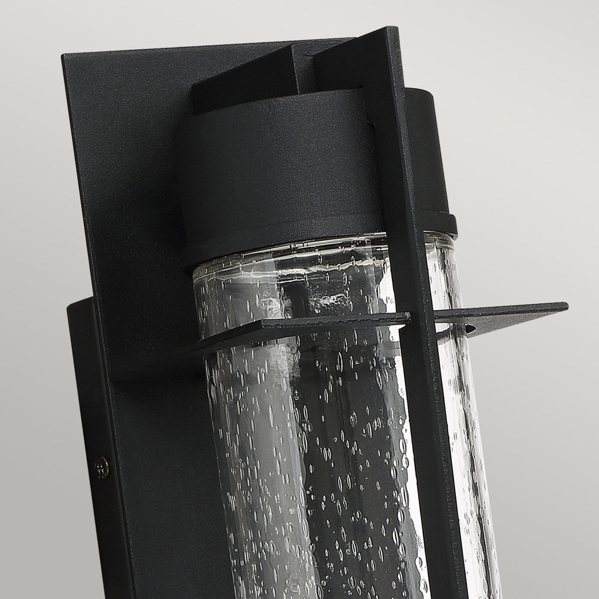 Eames Medium IP44 LED Exterior Wall Light Earth Black with Clear Seedy Glass