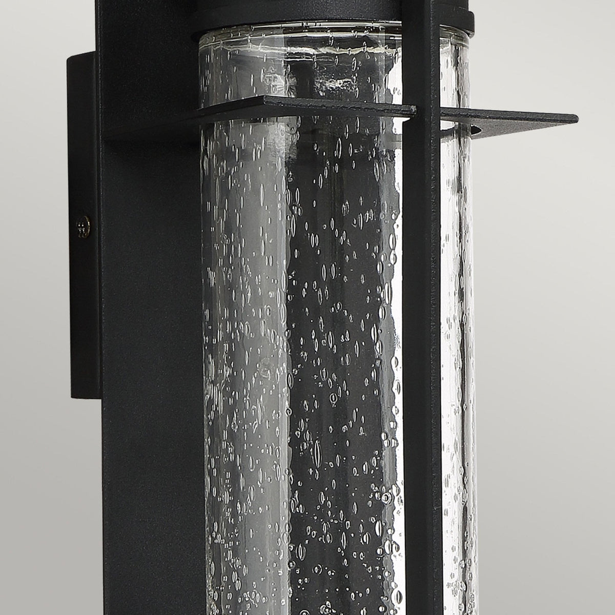 Eames Medium IP44 LED Exterior Wall Light Earth Black with Clear Seedy Glass