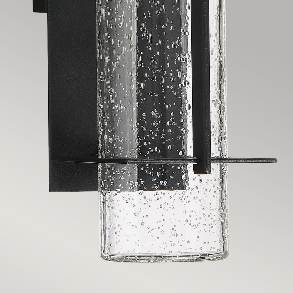 Eames Medium IP44 LED Exterior Wall Light Earth Black with Clear Seedy Glass