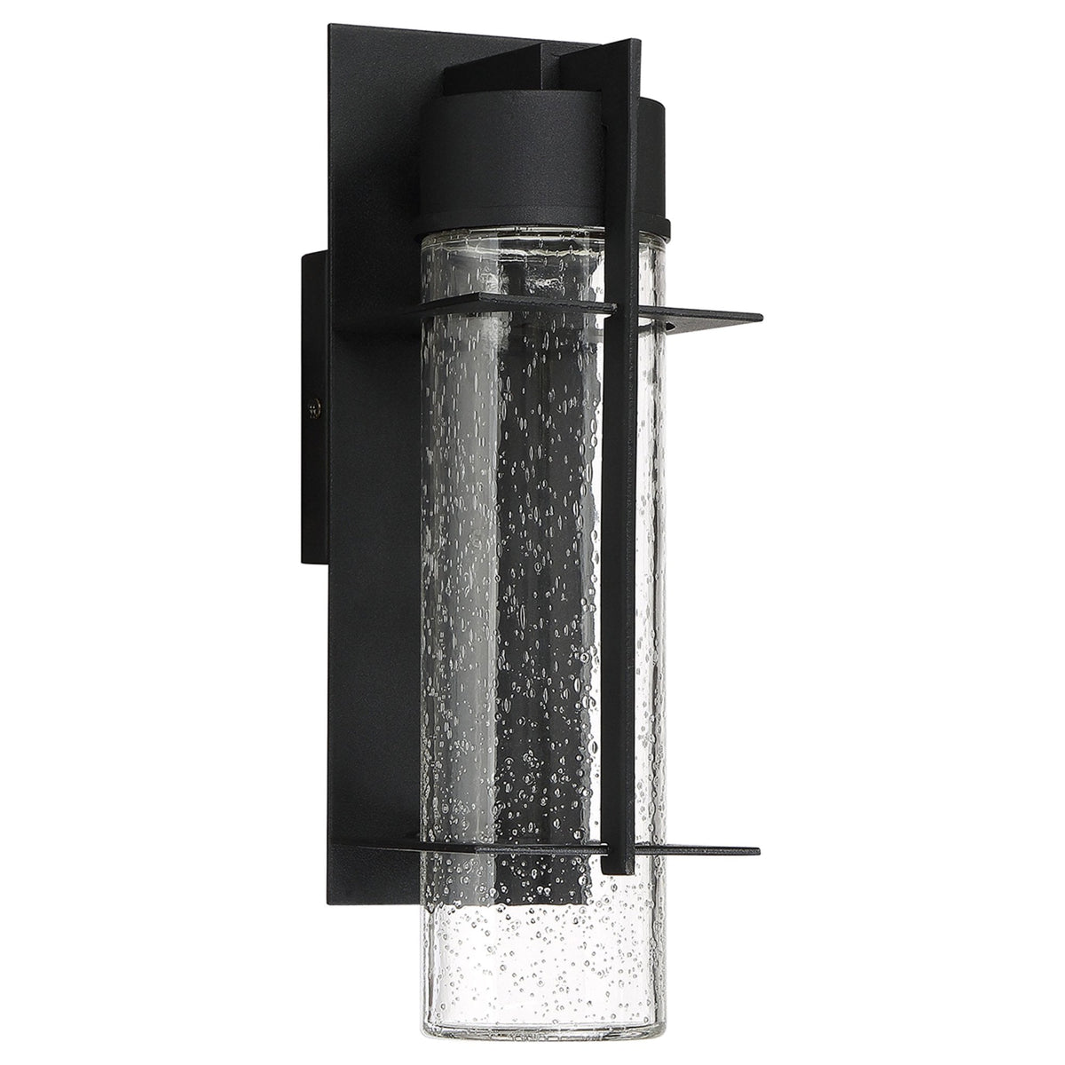 Eames Medium IP44 LED Exterior Wall Light Earth Black with Clear Seedy Glass