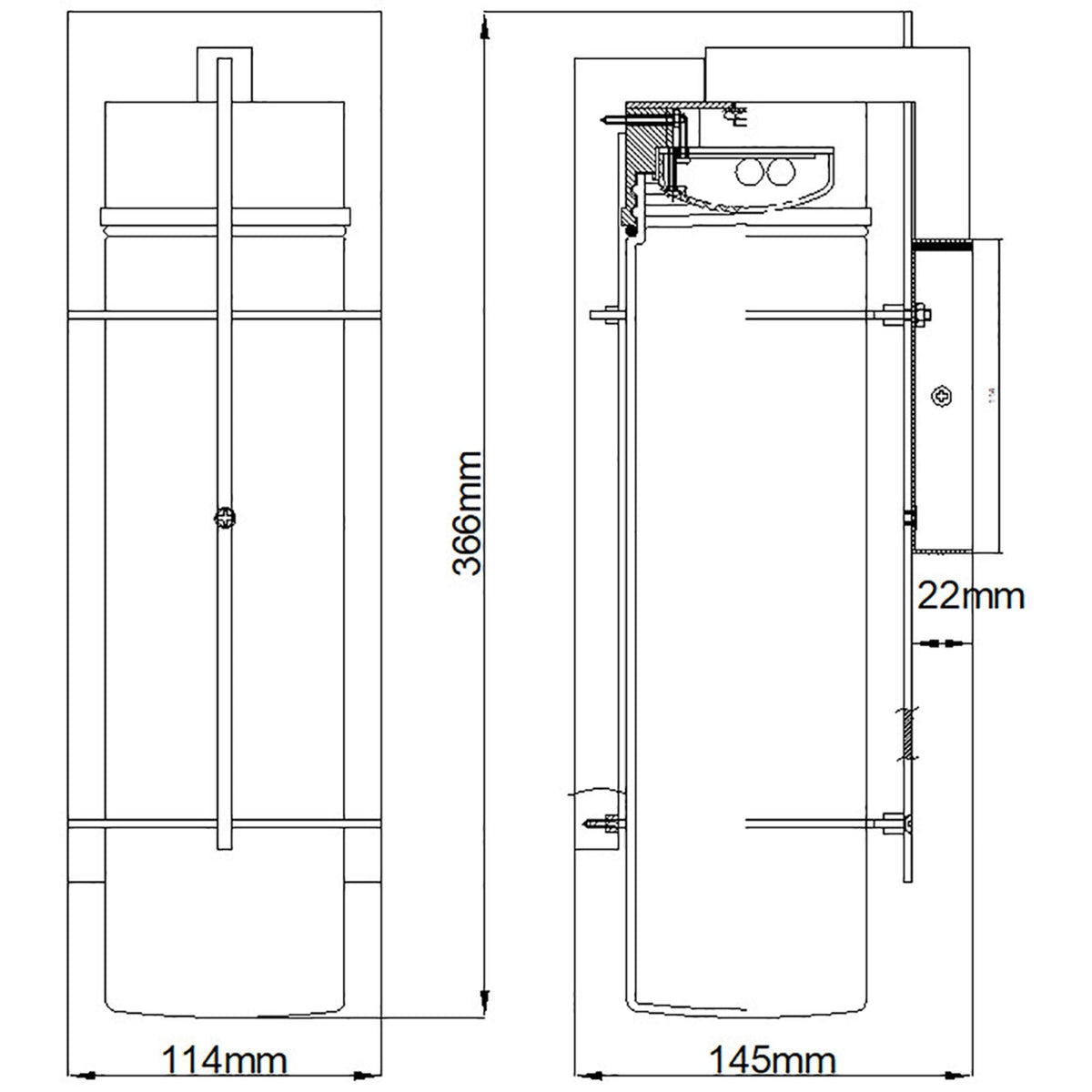 Eames Medium IP44 LED Exterior Wall Light Earth Black with Clear Seedy Glass