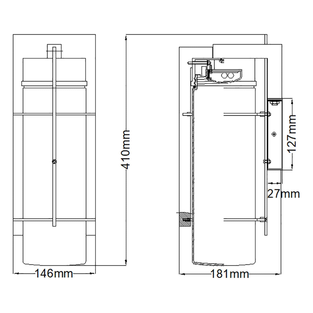 Eames Large IP44 LED Exterior Wall Light Earth Black with Clear Seedy Glass