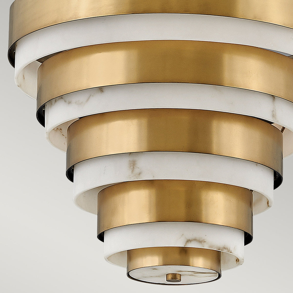 Echelon Four Lamp Multi-Tier Pendant in Heritage Brass and Faux Alabaster