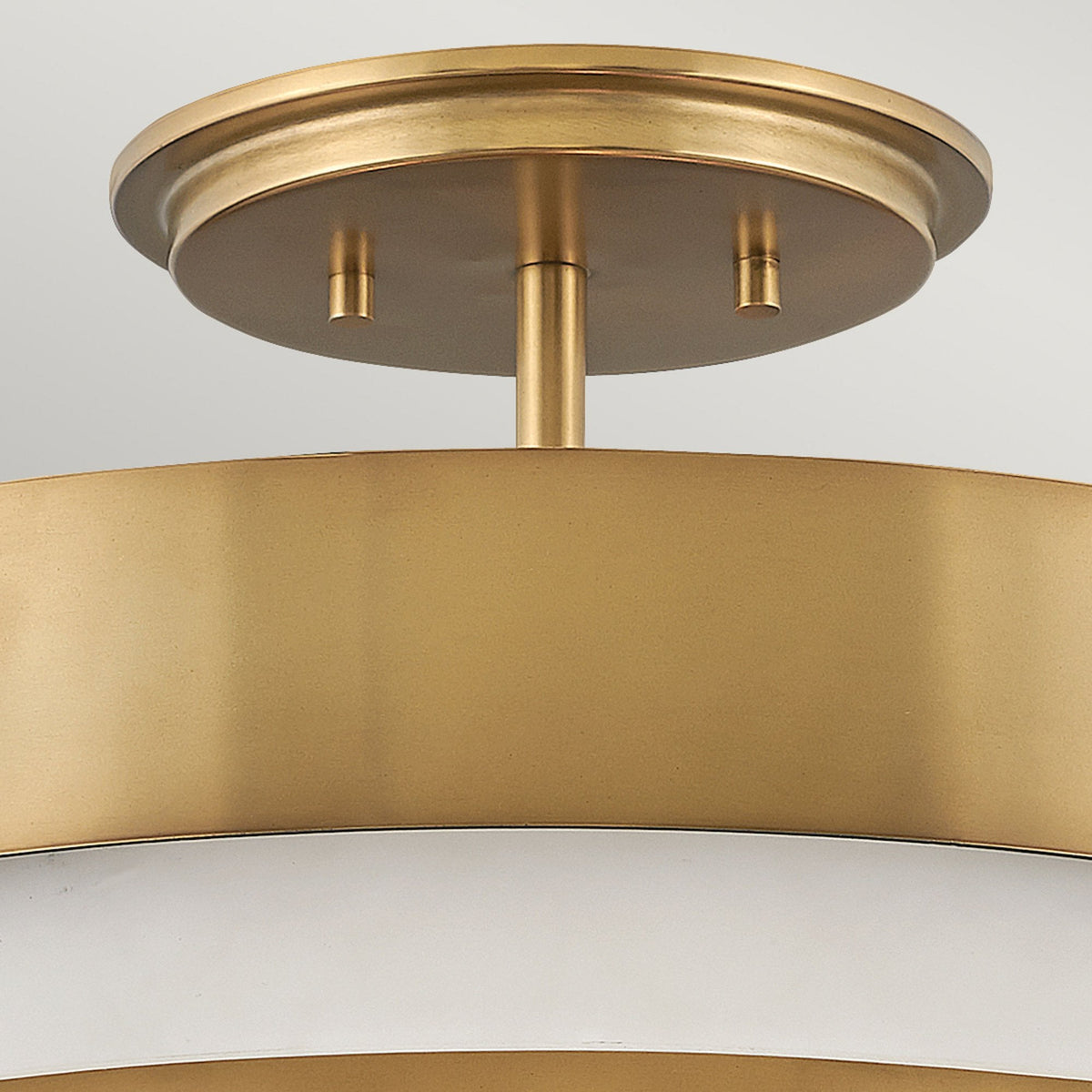 Echelon Semi Flush Ceiling Light in Heritage Brass and Faux Alabaster