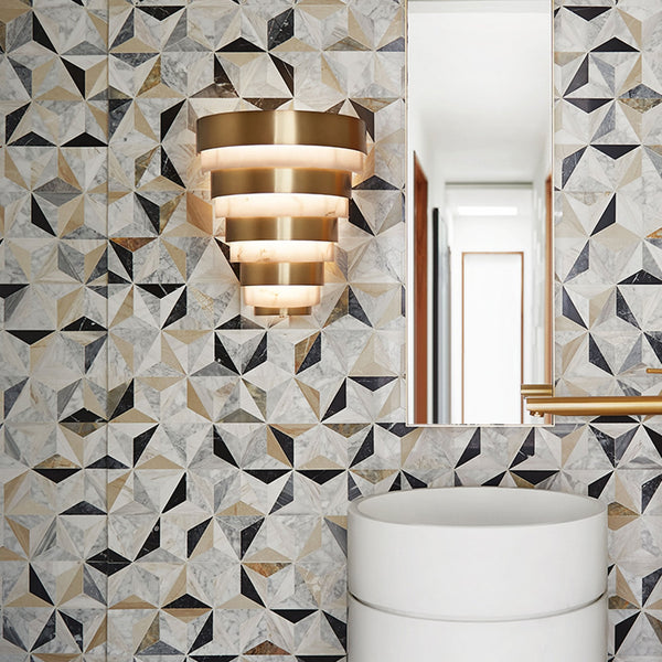 Echelon LED Wall Light in Heritage Brass and Faux Alabaster