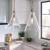Elmore Single Drop Pendant in Burnished Brass with Clear Decorative Glass Shade