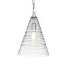 Elmore Single Drop Pendant in Polished Chrome with Clear Decorative Glass Shade