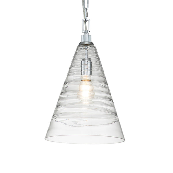 Elmore Single Drop Pendant in Polished Chrome with Clear Decorative Glass Shade