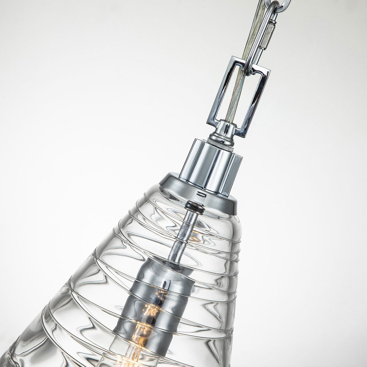 Elmore Single Drop Pendant in Polished Chrome with Clear Decorative Glass Shade