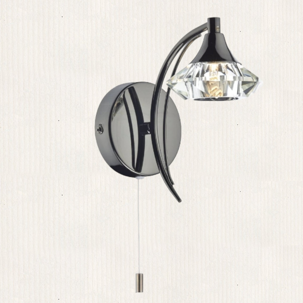 Luther Single Wall Light in Black Chrome