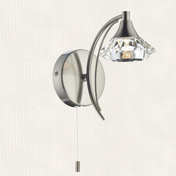 Luther Single Wall Light in Satin Chrome