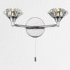 Luther Double Wall Light in Polished Chrome and Crystal Glass