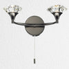 Luther Double Wall Light in Black Chrome and Crystal Glass