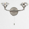 Luther Double Wall Light in Satin Chrome and Crystal Glass