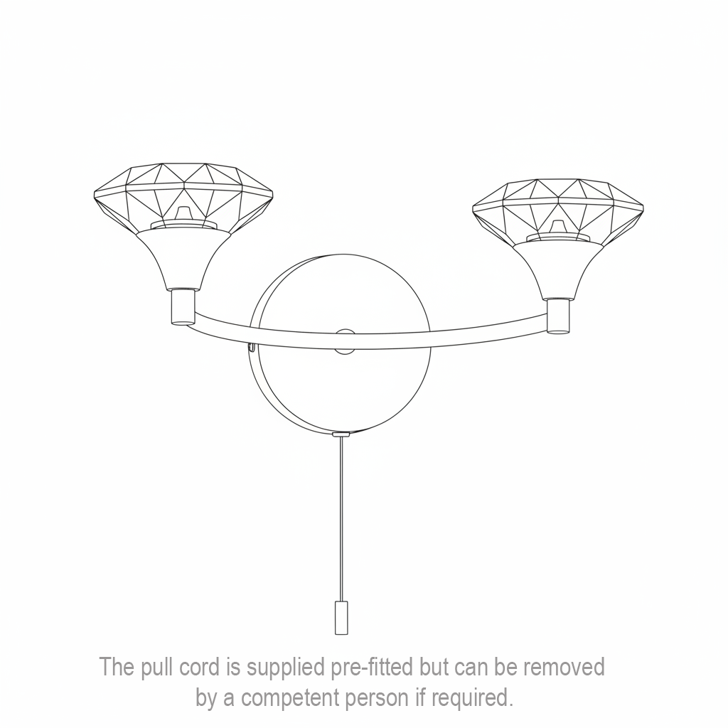Luther Double Wall Light in Polished Chrome and Crystal Glass