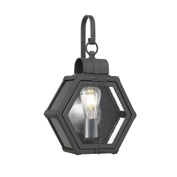 Heath IP44 Small Wall Lantern in Mottled Black