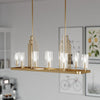 Kimrose Ten Lamp Linear Pendant Chandelier in Brushed Natural Brass