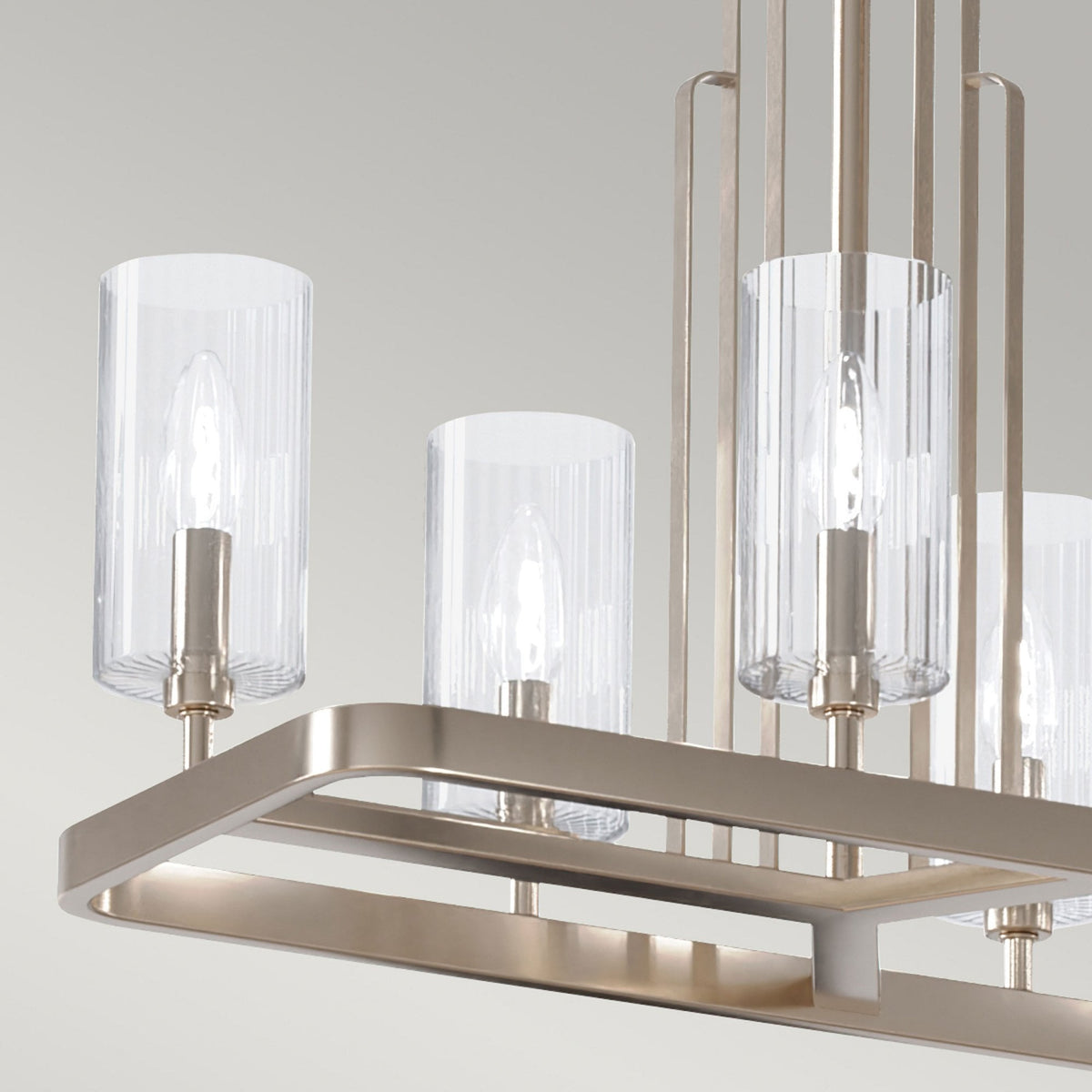 Kimrose Ten Lamp Linear Pendant Chandelier in Polished Nickel