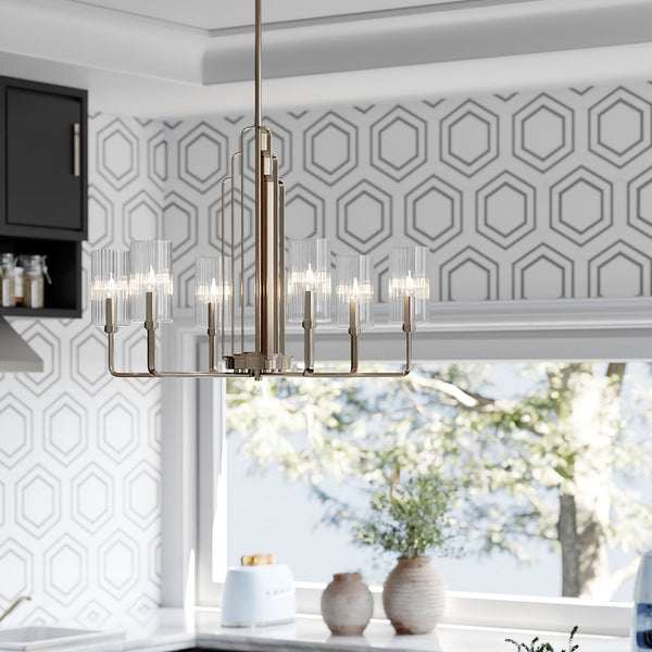 Kimrose Six Lamp Chandelier in Polished Nickel