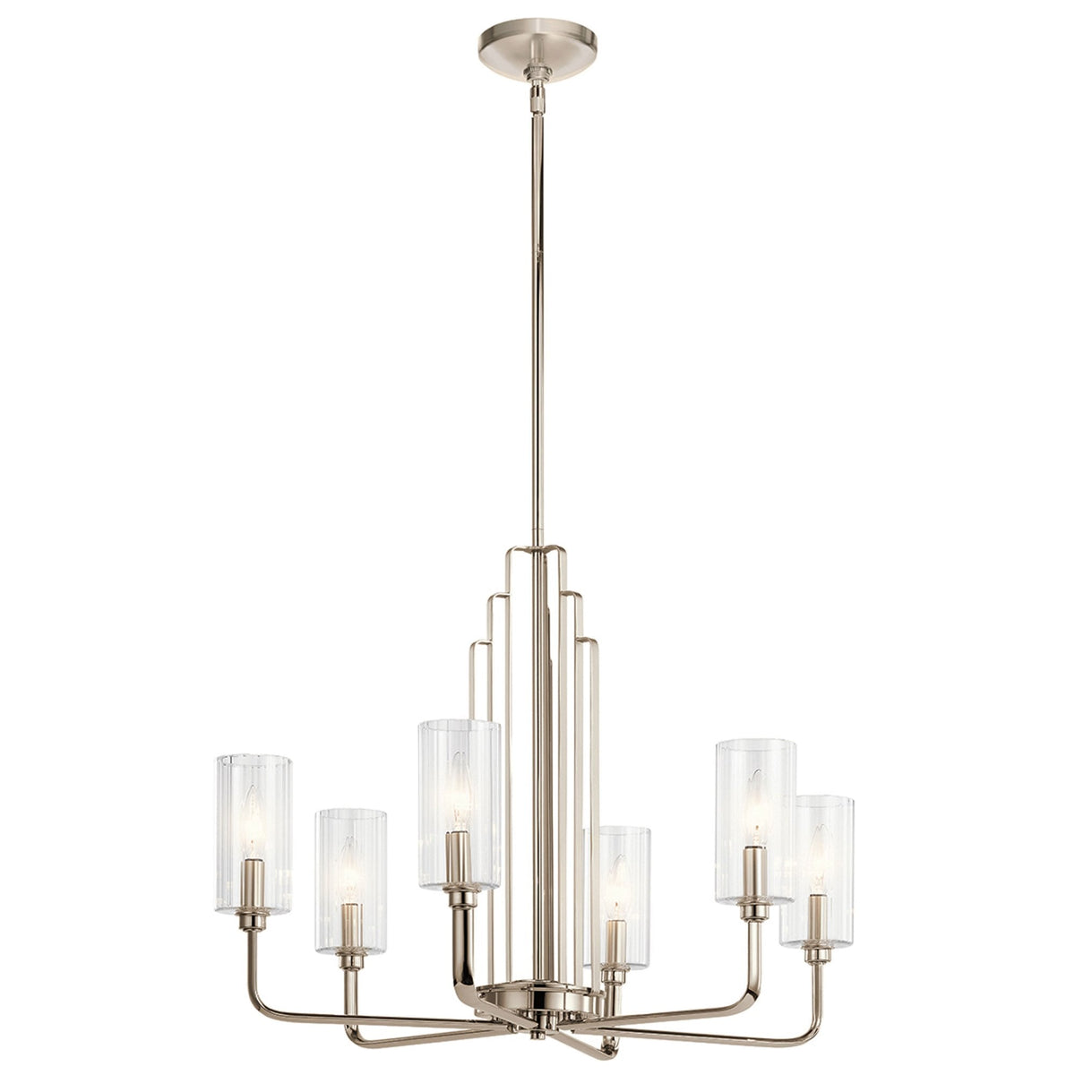 Kimrose Six Lamp Chandelier in Polished Nickel