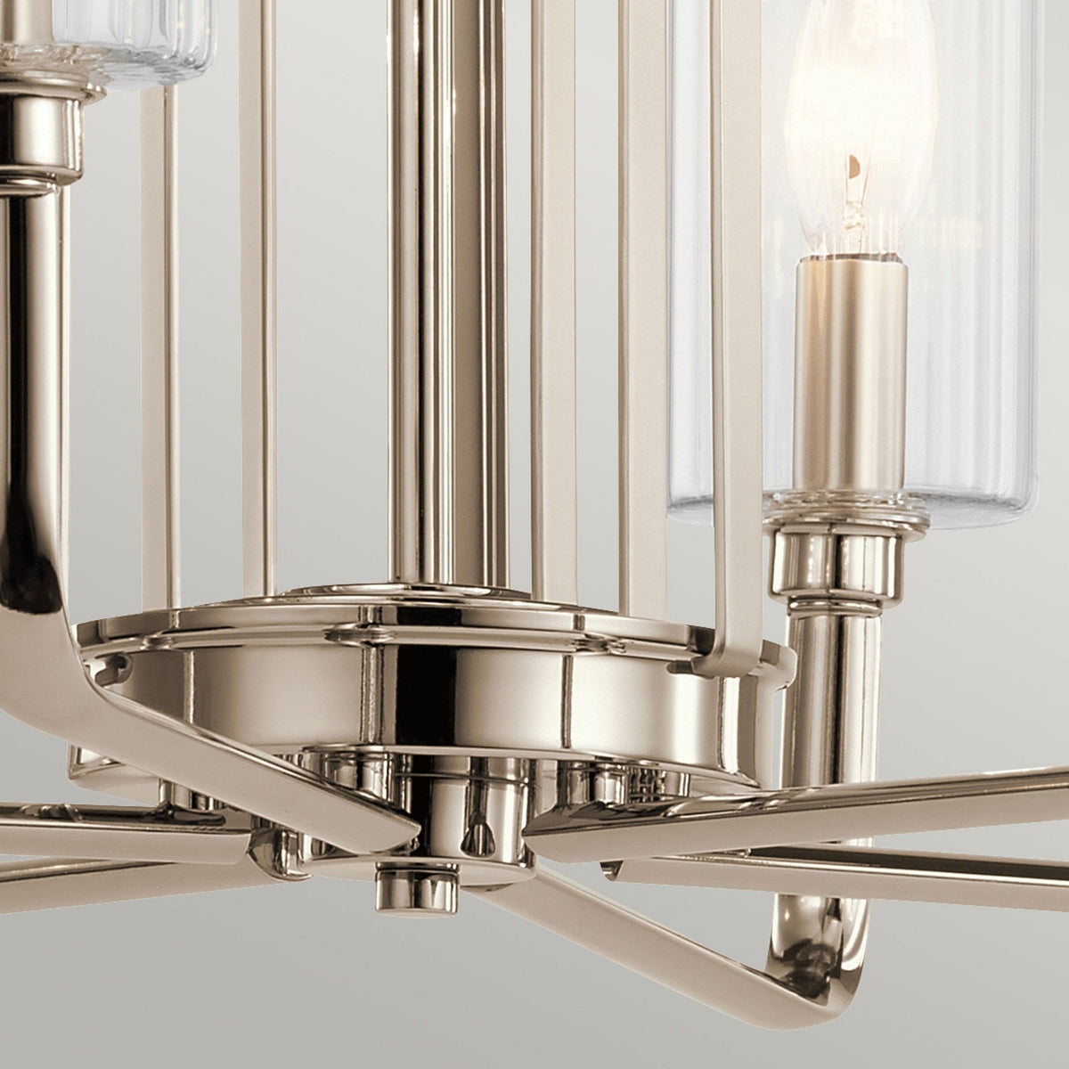 Kimrose Six Lamp Chandelier in Polished Nickel