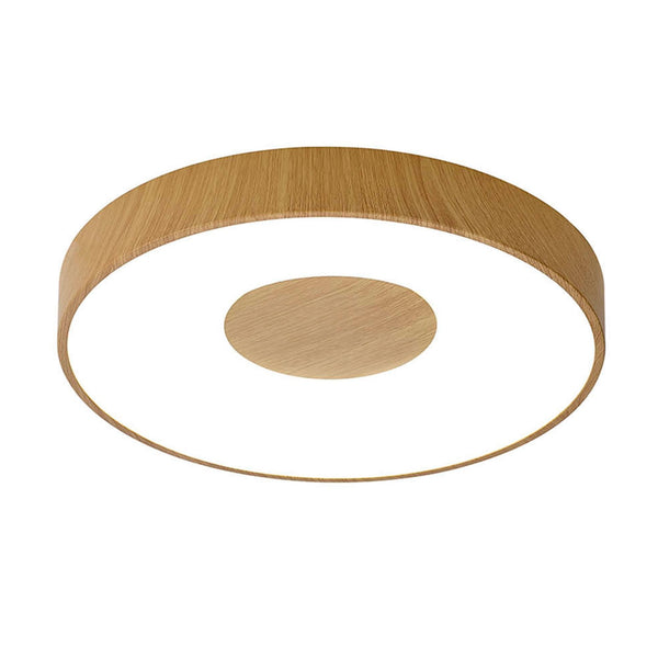 Coin Remote Control 56W LED Round Ceiling Light In Wood Effect