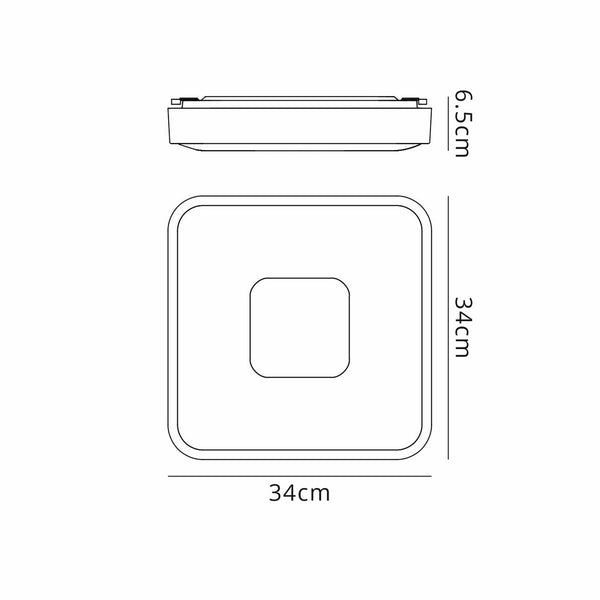 Coin Remote Control 56W LED Square Ceiling Light In Black