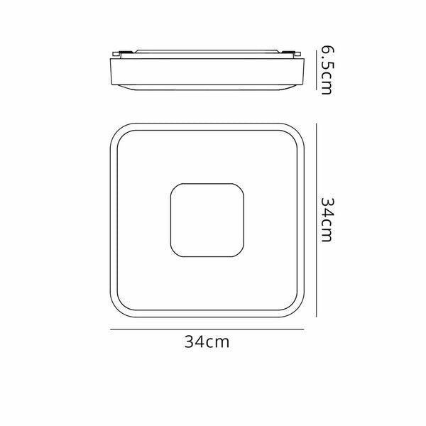 Coin Remote Control 56W LED Square Ceiling Light In Gold