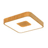 Coin Remote Control 56W LED Square Ceiling Light In Wood Effect