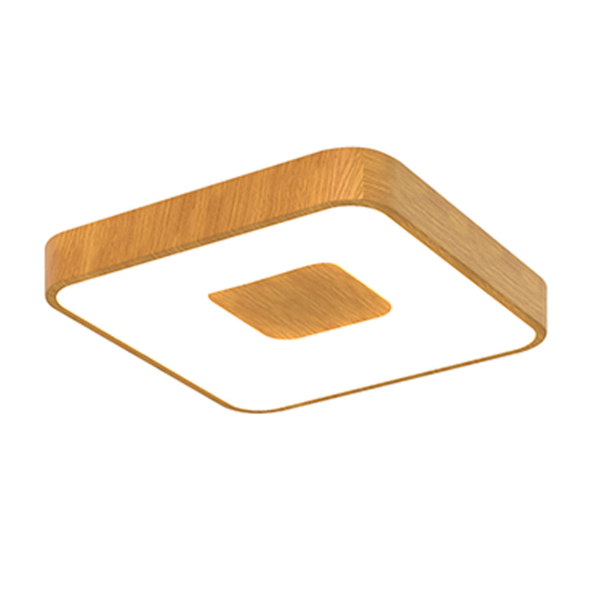 Coin Remote Control 56W LED Square Ceiling Light In Wood Effect
