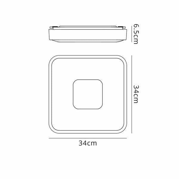 Coin Remote Control 56W LED Square Ceiling Light In Wood Effect