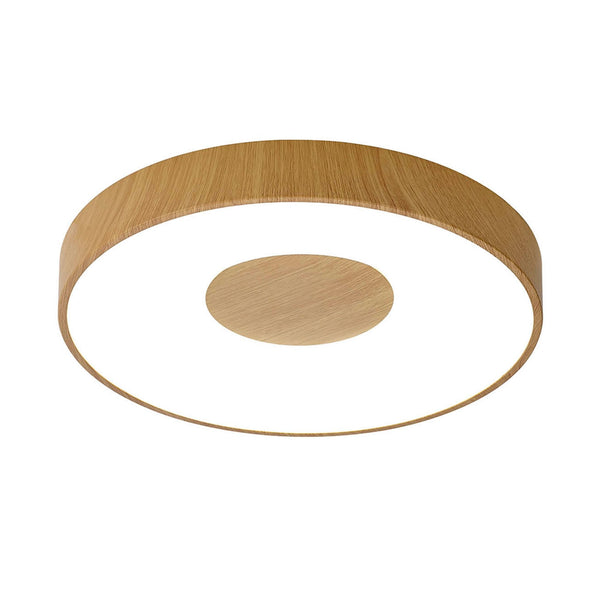 Coin Remote Control 80W LED Round Ceiling Light In Wood Effect