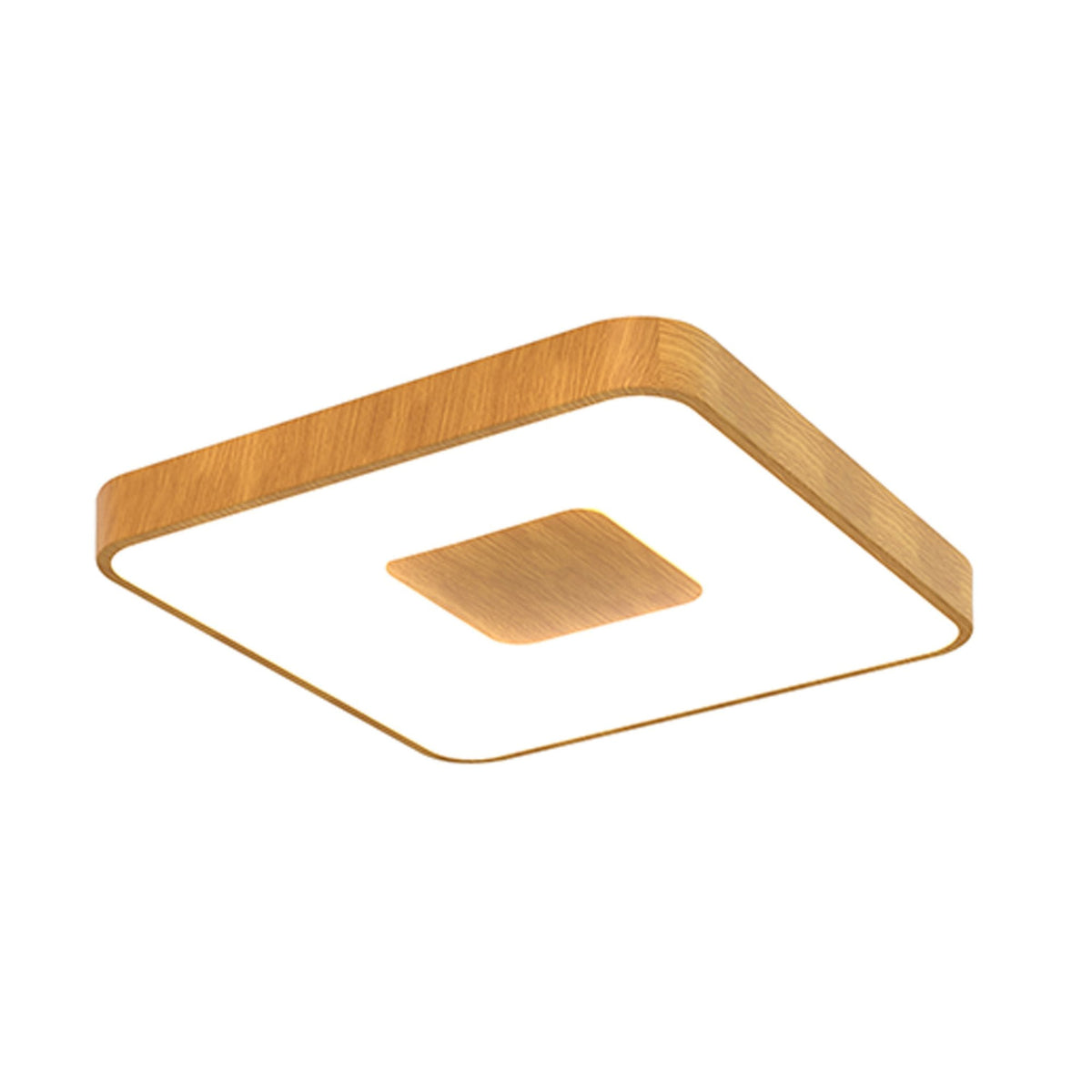 Coin Remote Control 80W LED Square Ceiling Light In Wood Effect