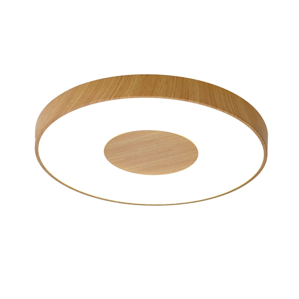 Coin Remote Control 100W LED Round Ceiling Light In Wood Effect