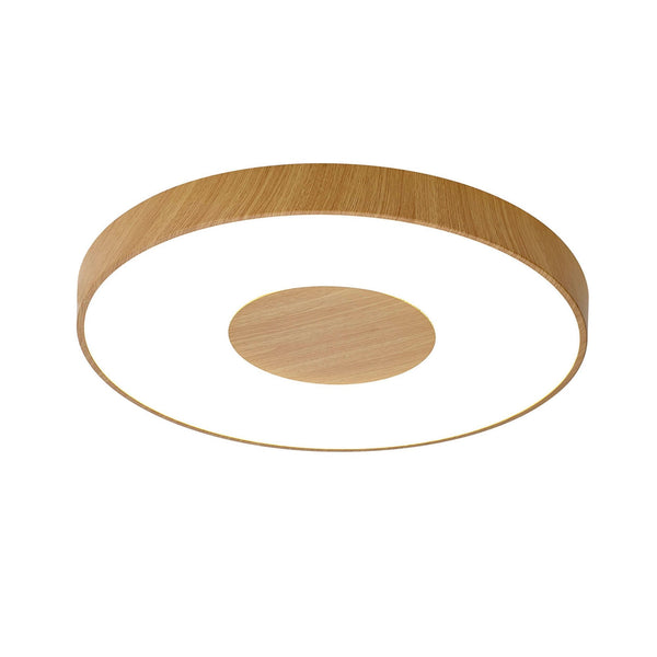 Coin Remote Control 100W LED Round Ceiling Light In Wood Effect